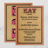 Westerse Ontvangstfeest Dinner Menu Kaart (Voorkant / Achterkant)