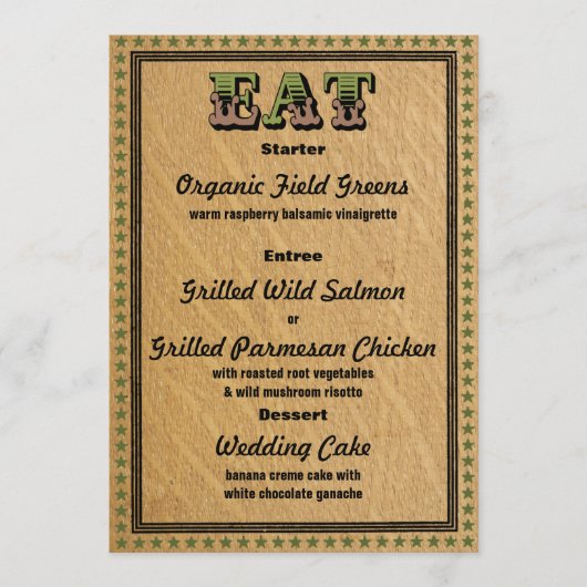 Westerse OntvangstfeestDiner Menu (Voorkant)