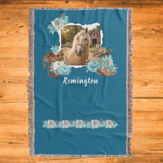 Westerse paard bloemen deken