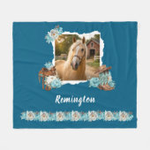 Westerse Paard Bloemen Dekentje Fleece Deken (Voorkant (Horizontaal))
