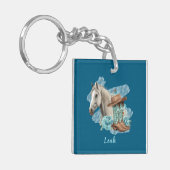 Westerse paard bloemensleutelhanger sleutelhanger (Voorkant Links)