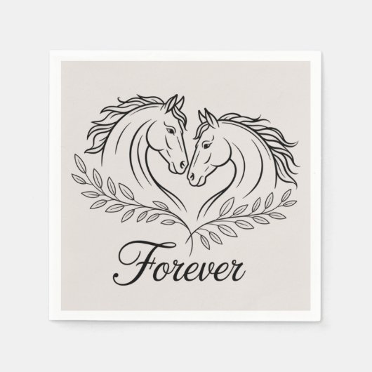 Westerse Paard Elegante Landelijke Huwelijksplecht Servet (Voorkant)