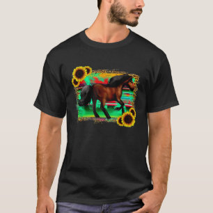 Westerse paard serape zonnebloemen cowgirl Texas R T-shirt