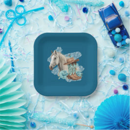 Westerse paarden bloemig equestrian- marine papier papieren bordje
