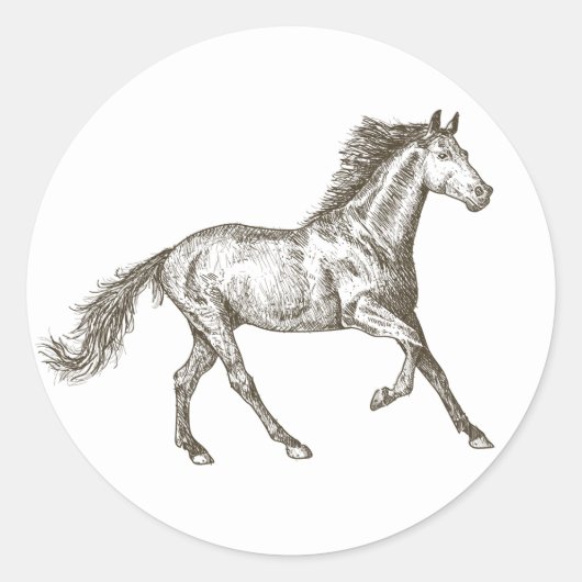Westerse Paarden Equestrian Landelijk Paard Rustie Ronde Sticker (Voorkant)