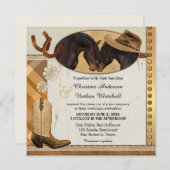 Westerse paarden geruite trouwuitnodiging kaart (Voorkant / Achterkant)