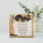 Westerse paarden geruite trouwuitnodiging kaart (Staand voorkant)