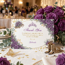 Westerse Paarse Rozen Gouden Land Quinceañera
