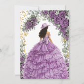 Westerse Paarse Rozen Gouden Land Quinceañera Kaart (Achterkant)