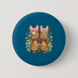 Westerse paas cowboylaarzen konijnenoren howdy ronde button 5,7 cm