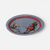 Westerse Partij Denim Print Papieren Borden Bordje (Gekanteld)