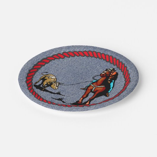 Westerse Partij Denim Print Papieren Borden Papieren Bordje (Gekanteld)