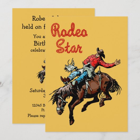 Westerse Partij Rodeo Cowboy Bronc Ruiter Kaart (Voorkant / Achterkant)