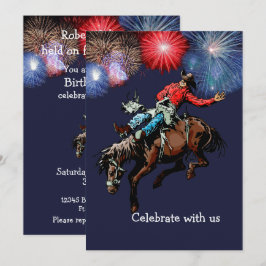 Westerse Party Rodeo Cowboy Bronc Ruiter Blauw Kaart