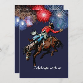 Westerse Party Rodeo Cowboy Bronco Ruiter Blauw Kaart