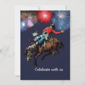 Westerse Party Rodeo Cowboy Wildpaardrijder Blauw Kaart (Voorkant)