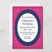 Westerse Party Rodeo Cowgirl Bokkend Paard Kaart (Achterkant)