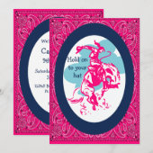 Westerse Party Rodeo Cowgirl Bokkend Paard Kaart (Voorkant / Achterkant)