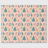 Westerse Pastel Cowboy Kerstcadeau Cadeaupapier (Vlak)