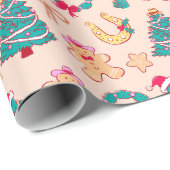 Westerse Pastel Cowboy Kerstcadeau Cadeaupapier (Rol Hoek)