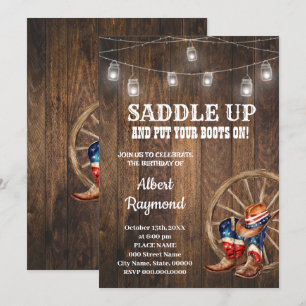 Westerse Patriotische Verjaardag Land Rood Wit Bla Kaart