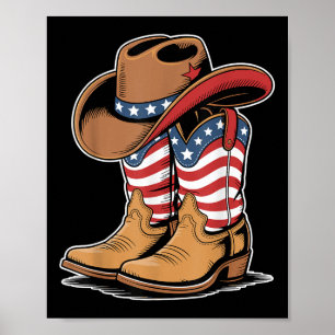 Westerse Patriottische Amerikaanse Vlag Cowboylaar Poster
