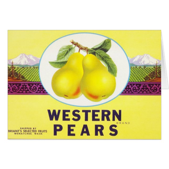 Westerse peren - vintage fruitkrat label (Voorkant Horizontaal)