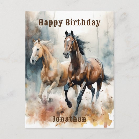 Westerse postkaart van wilde paarden (Voorkant)