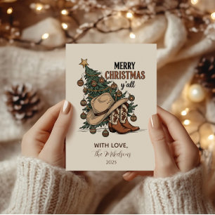 Westerse Prettig Kerstfeest Y'all Feestdagenkaart