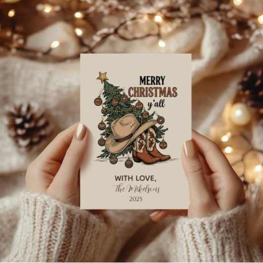 Westerse Prettig Kerstfeest Y'all Feestdagenkaart