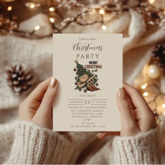 Westerse Prettig Kerstfeest Y'all Kaart