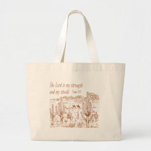 Westerse Psalm 28:7 De Heer Is Mijn Kracht Grote Tote Bag