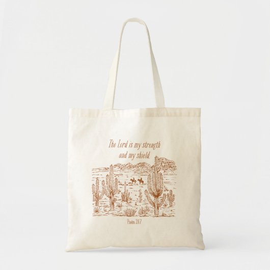 Westerse Psalm 28:7 De Heer Is Mijn Kracht Tote Bag (Voorkant)