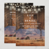 Westerse QR-code van schuurhout All-in-One bruilof Kaart (Voorkant / Achterkant)