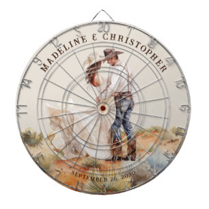 Westerse Ranch Huwelijk Dartbord