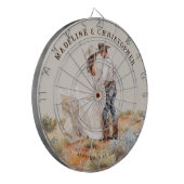 Westerse Ranch Huwelijk Dartbord (Voorkant Links)