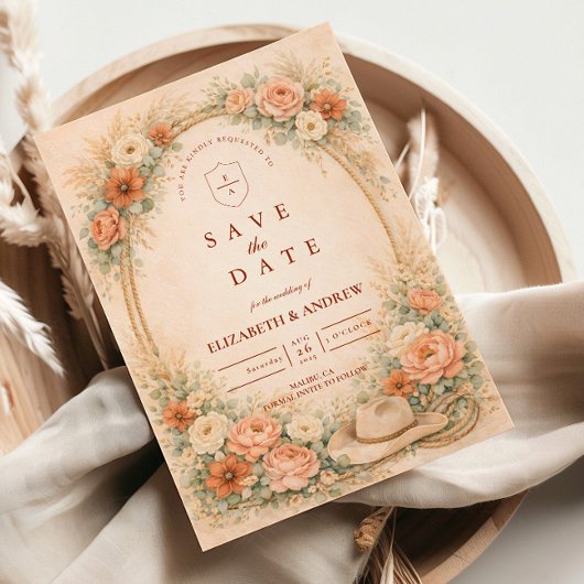 Westerse Ranch Romantische Trouwdag Save The Date