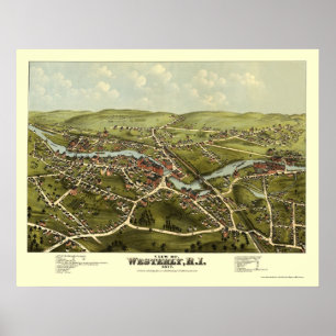 Westerse, RI Panoramische Kaart - 1877 Poster