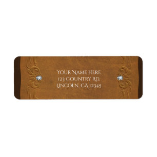 Westerse robuuste bruine lederen look & diamanten  etiket