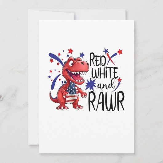 Westerse Rode Witte Rawr Dinosaurussen  Kaart (Voorkant)