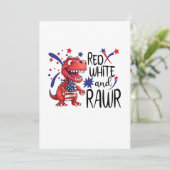 Westerse Rode Witte Rawr Dinosaurussen  Kaart (Staand voorkant)