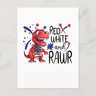 Westerse Rode Witte Rawr Dinosaurussen Uitnodiging Briefkaart