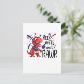 Westerse Rode Witte Rawr Dinosaurussen Uitnodiging Briefkaart (Staand voorkant)