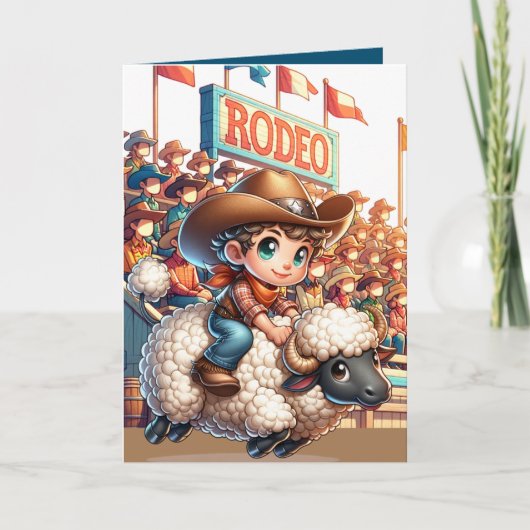 Westerse Rodeo Cowboy Lammerenrijden Custom Kaart (Voorkant)