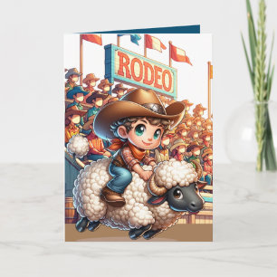 Westerse Rodeo Cowboy Lammerenrijden Custom Kaart