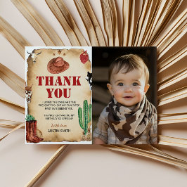 Westerse rodeo-cowboy verjaardagsfoto dankjewelkaa bedankkaart