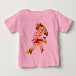 Westerse rodeo-cowgirl op stokpaard