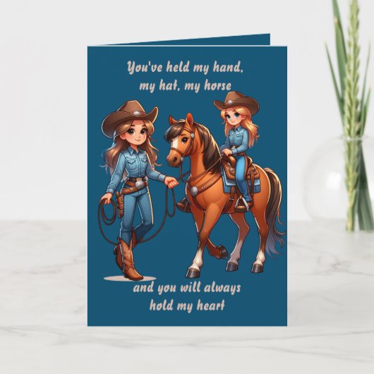 Westerse rodeo paard Moeder en kind op maat Kaart (Voorkant)