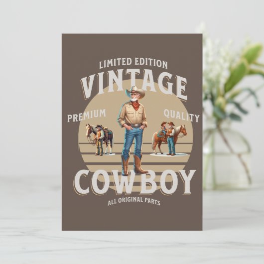 Westerse Rodeo Vintage Cowboy Feest Uitnodiging (Staand voorkant)