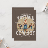 Westerse Rodeo Vintage Cowboy Feest Uitnodiging (Voorkant / Achterkant in situ)